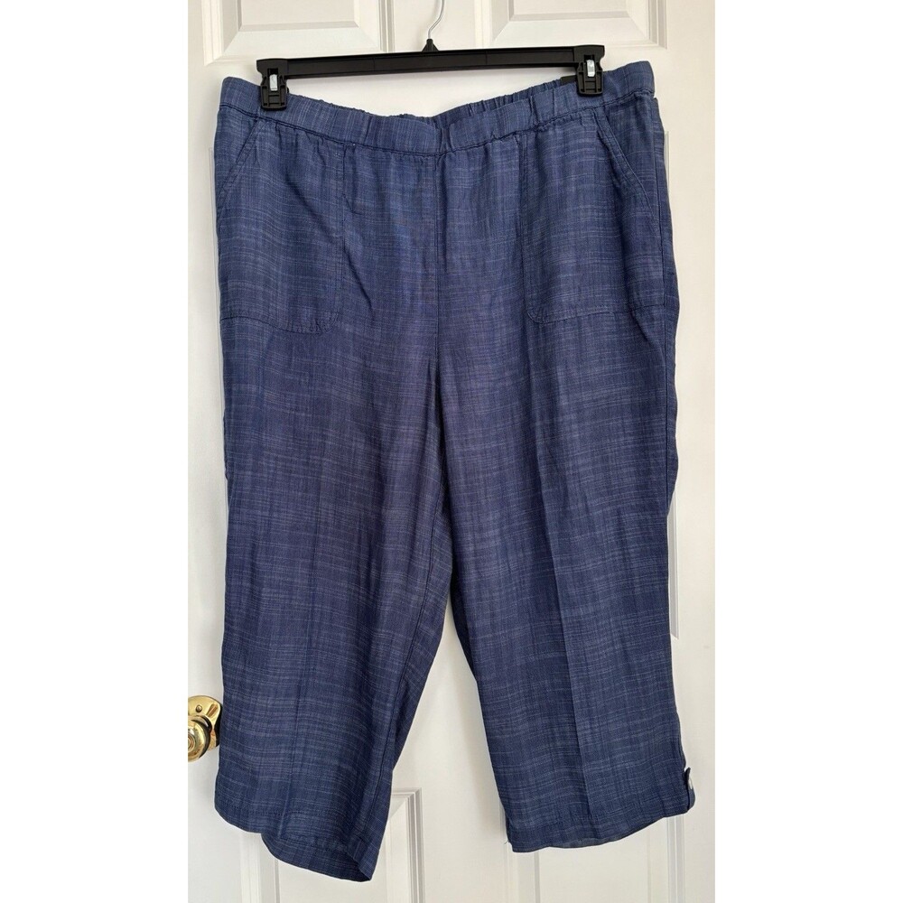 Alfred Dunner Women's Size 18W Capri Pants 100% Lyocell Pullon Pockets Chambray
